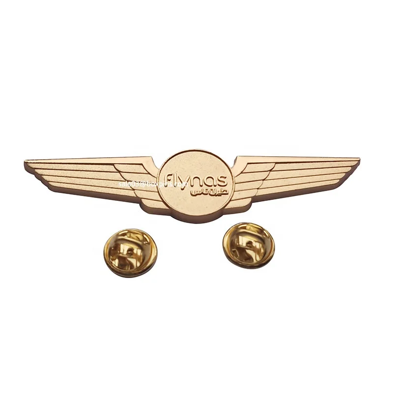 Factory Custom Golden Double wings Lapel Pin wings Badge for Souvenir Gifts