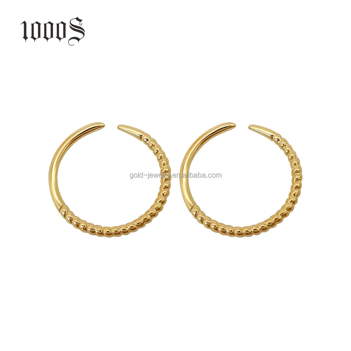 Classic Au585 14k Gold Jewelry Simple Hoop Earring Pure Yellow Gold ...