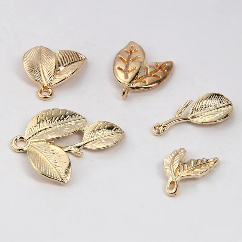 Metal  Gold Leaf Charm Pendant For Jewelry Making