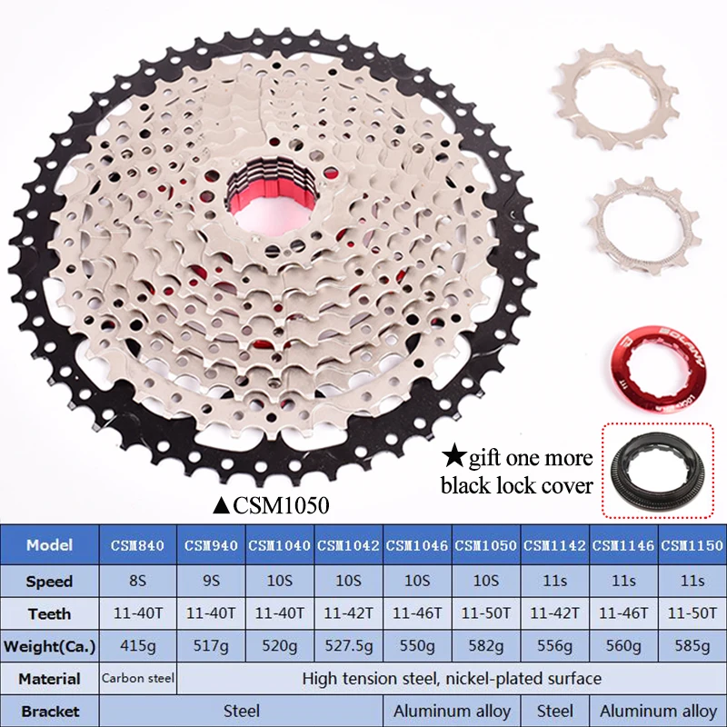 MTB Bicycle Cassette 8 9 10 11 Speed 40 42 46 50T  Flywheel Bike Sprocket Derailleur