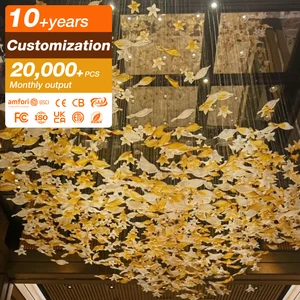 Engineering Customized Lamp Glass Luxury LED Decoration Show Room Big Hotel Lobby Crystal Custom Modern Glass Chandelier Light