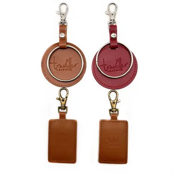 Custom Genuine Leather Keychain PU Personalized LOGO Keychain Charms Bulk Blank Colorful PU Keychain for Souvenir Promotional