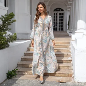 Abaya 2024 Loriya Islamic Clothing Women's Dresses Loose Evening Dress With Print Kaftan Abaya EID Outfit Abaya Women Muslim
