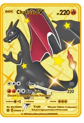 Золотые Покемон металлические карты 1-е издание Vmax Charizard металлические Покемоны карты для игры торговые карты игра
