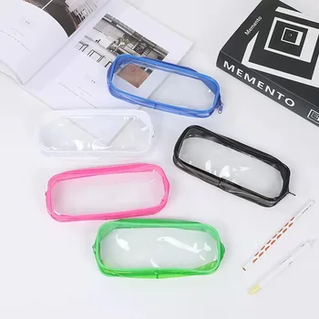 School Supply Clear Makeup Bag Zipper Purse Toiletry Women Students Pen Marker Crayon Highlighters Storage Pencil case for Kids