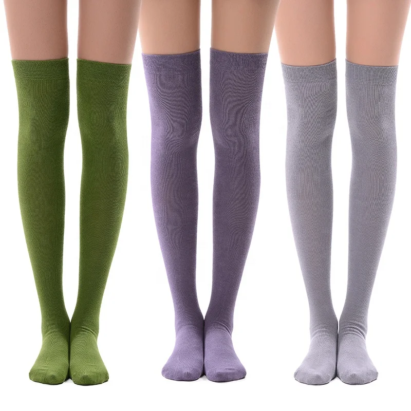 MEIKAN Fashion Cotton Cosplay Thigh High Socks 3 Pack Womens Over Knee High Socks 