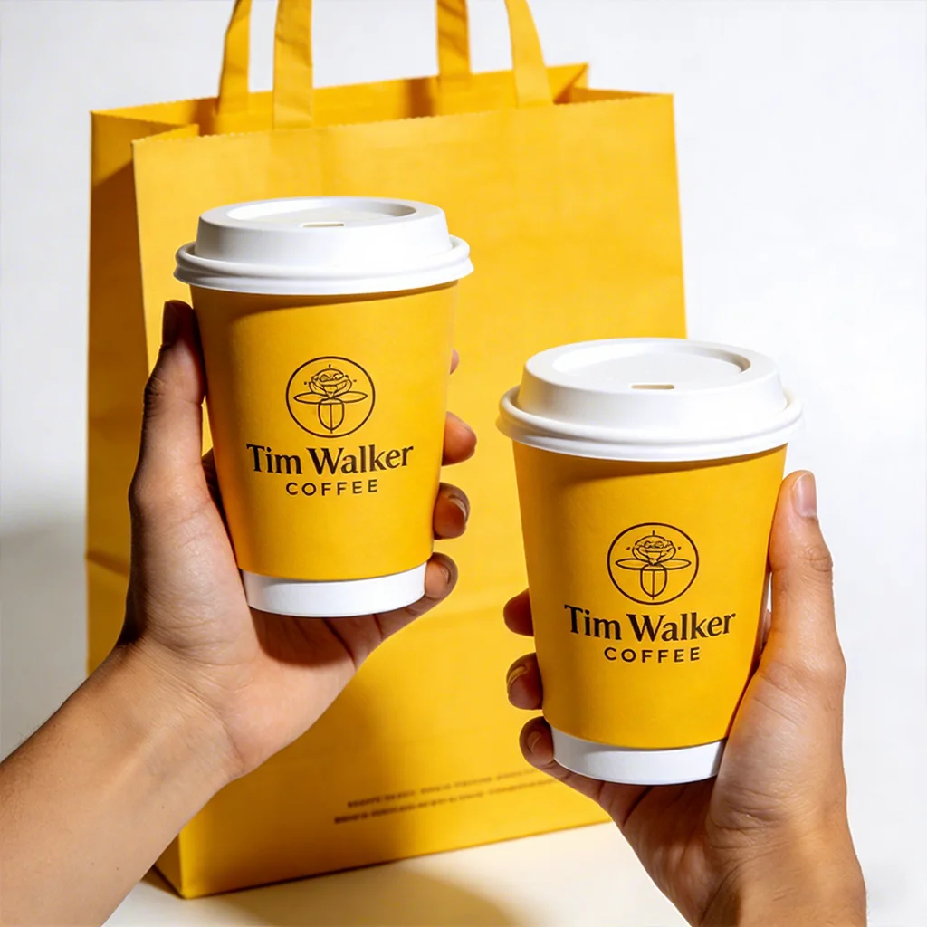 Egyedi márkajelzéses, dupla falú, egyszer használatos kávé- és boba teás papírpohár fedéllel