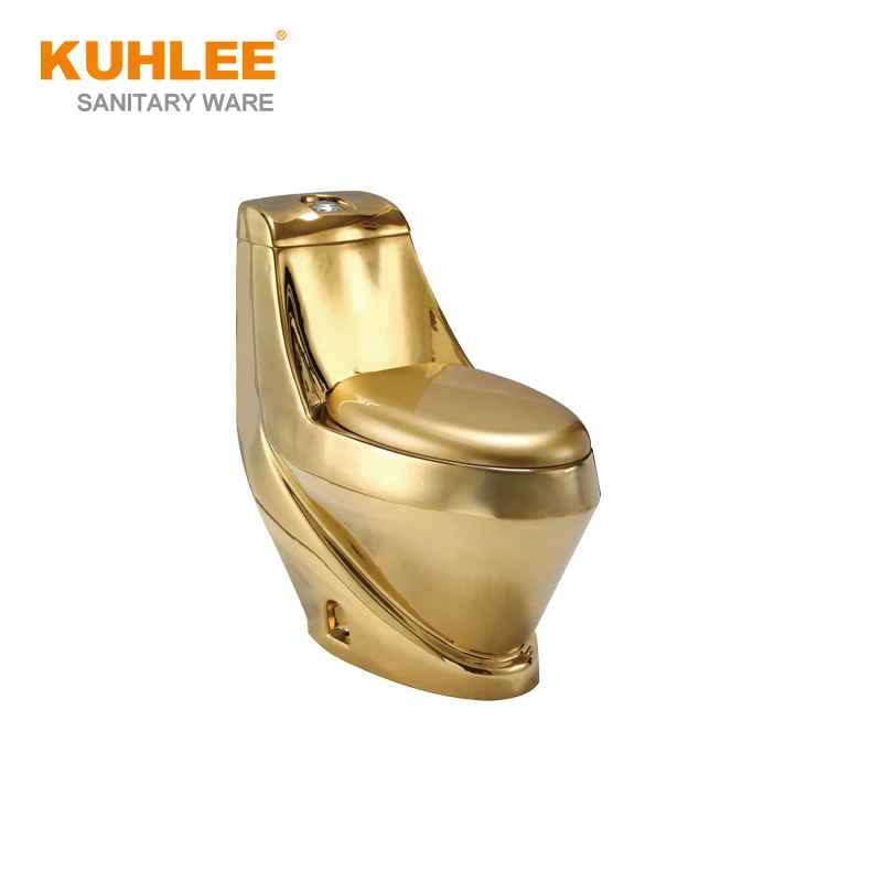 Golden Color Toilet Sink Set Bathroom WC Floor Standing Washdown One Piece Toilet For Luxury Home Hotel