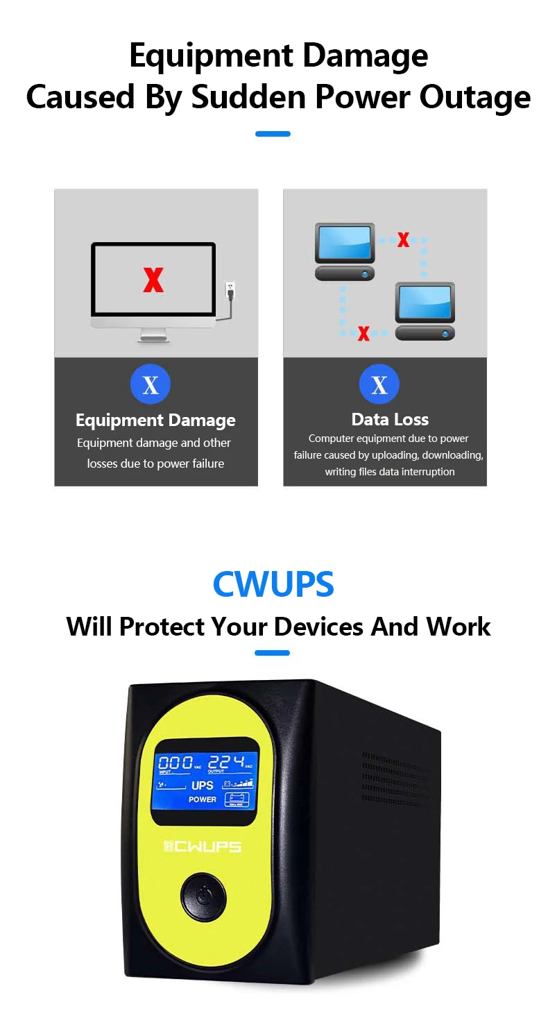 Computer Ups Portable Power Bank Computer 24vac 850va 480w Smart Power Offline Ups Power Supply