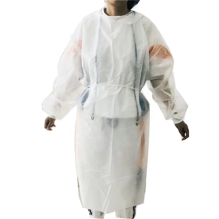 Chinese Factory White Non-Woven Medical Hospital Disposable Isolation Gown Protection Cloth For Hospital manufacture