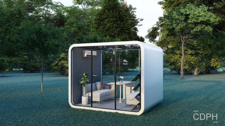 Hot Selling Cheap Prefabricated Soundproof Outdoor Residential Prefab House Small Movable Glass Isolated Mobile Office Pod