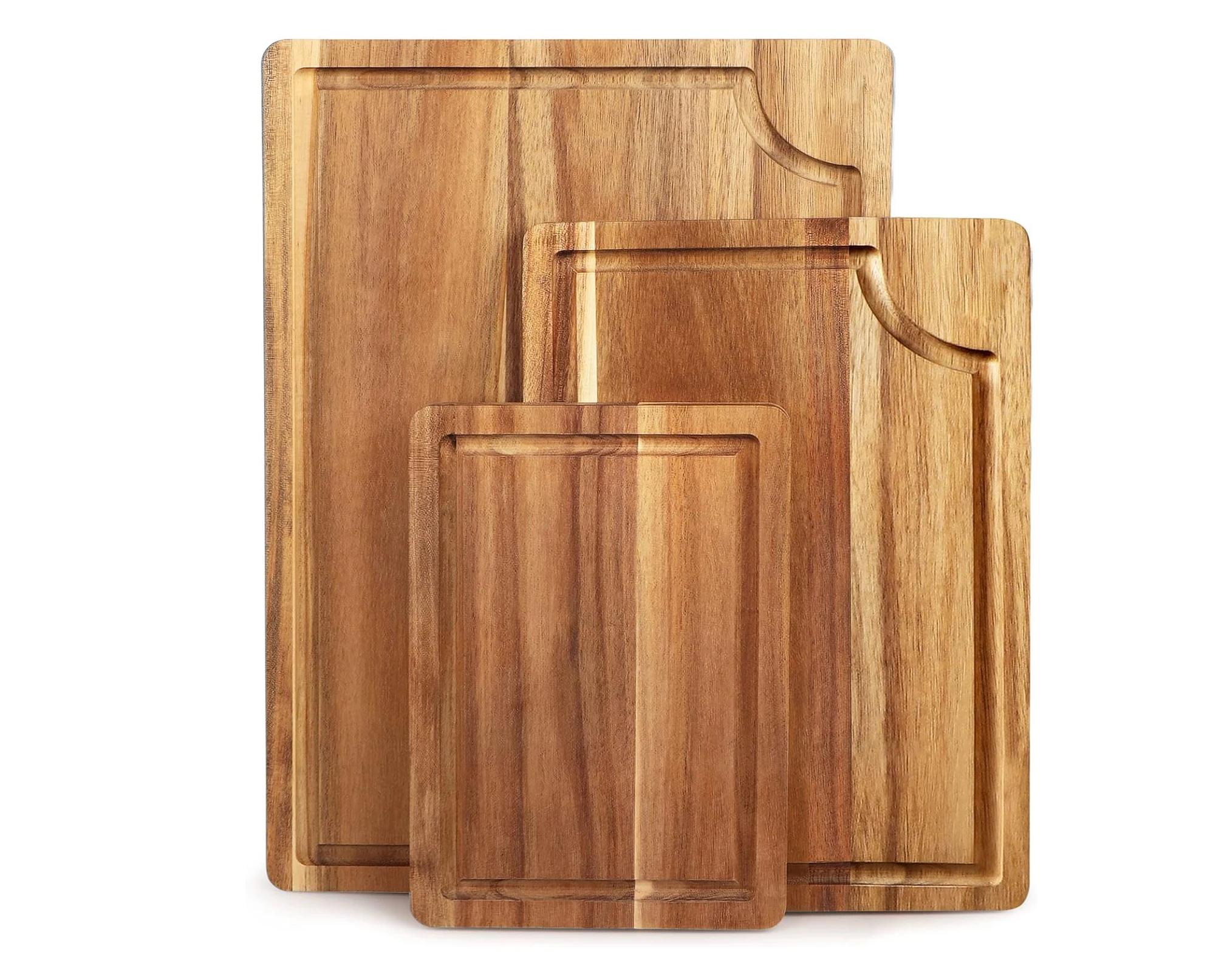 Wholesale Acacia Wood Chopping Board Wooden Cutting Board Set with Juice Groove