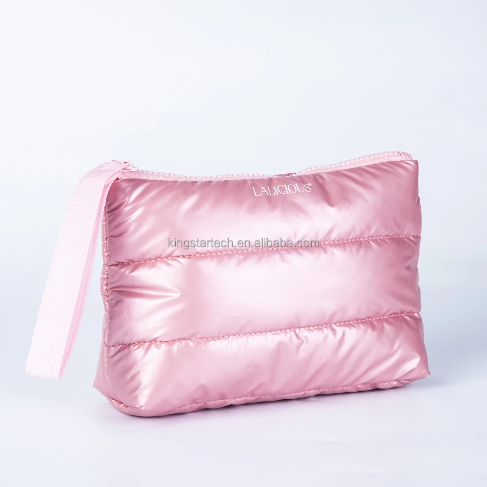 OEM Customized Travel Nylon Padded Makeup Bags Quilted Beauty Pouch Zipper Organizer Cosmetic Bags for Outdoor factory