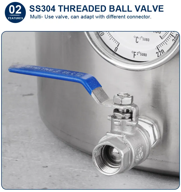 Stainless Steel 50l Beer Home Brewery Barrel Equipment Brew Boiler Pot