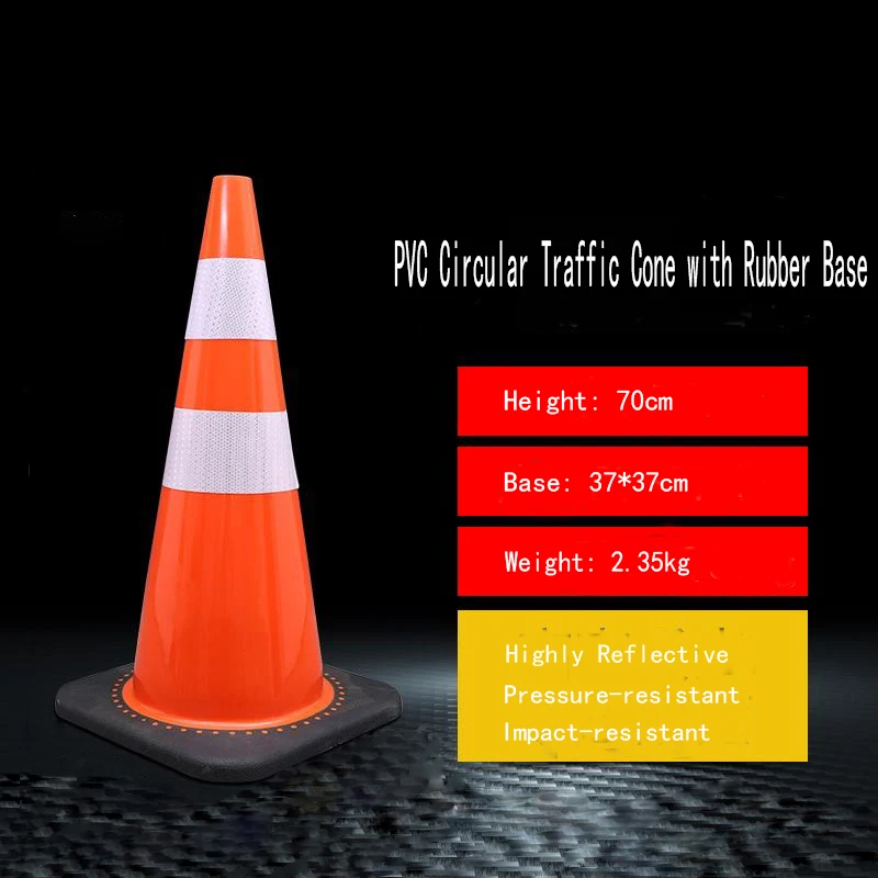 74cm Pvc Traffic Double Reflective Strip - Buy Rubber Base Safety Cone ...