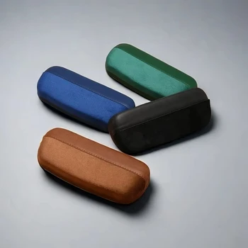 2025 New Luxury Plush Leather Splicing Optical Glasses case Metal Flip Reading Glasses Box Custom logo