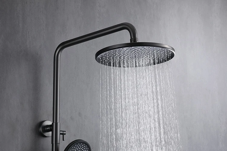 Juego de mezclador de sistema de ducha tipo lluvia para baño expuesto montado en la pared con función de 4 vías