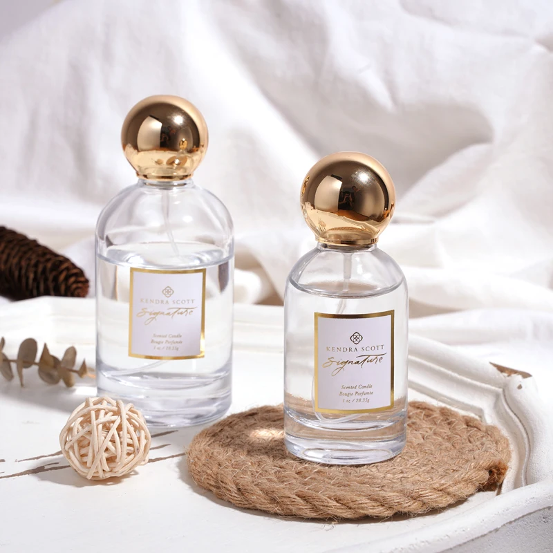 OEM Empty Round Zamac Gold Cap Perfume Glass Bottle 50ML 100ML Female Luxury Perfume Bottle