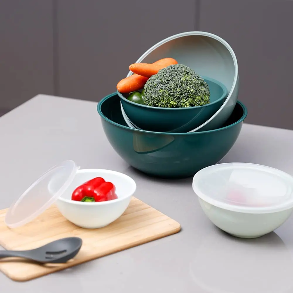 Cook With Color Plastic Mixing Bowls With Lids Gift Kitchen Utensils Tableware 6pcs Melamine