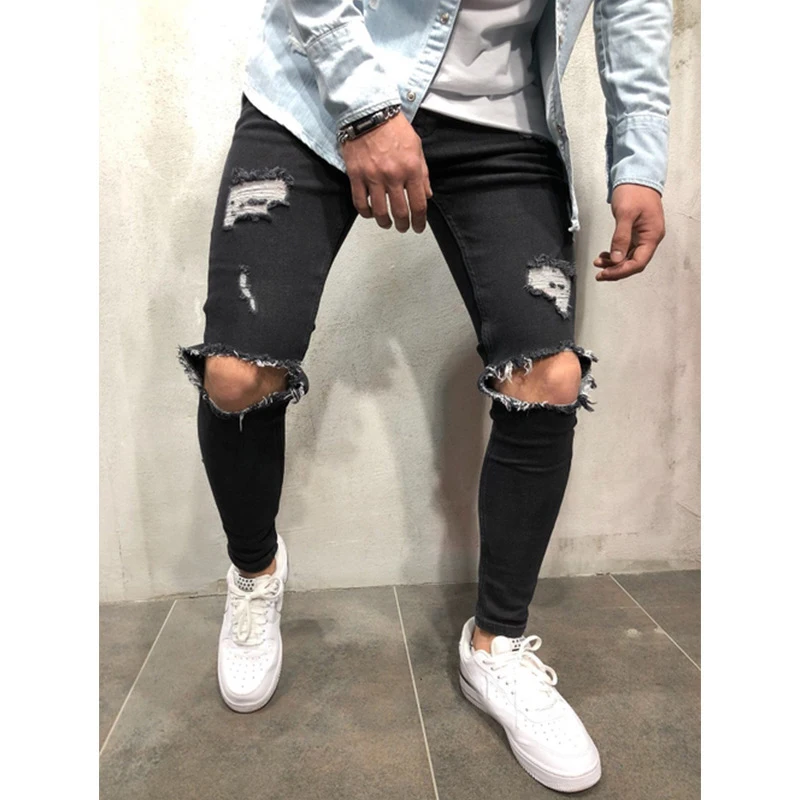 New Fashion Hot High Quality Men Daily Wear Custom Casual Jeans New Ripped Slim Men's Jogger Pencil Pants Men Long pants465_voghion.com