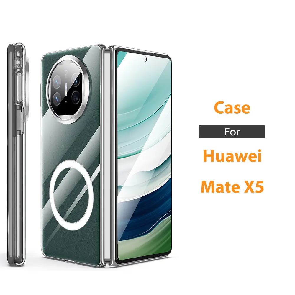 Clear Case For Huawei Mate X5 X3 Camera Protector Magnetic Ring Phone Transparent Hard Pc Airbag Wls85 Wlons