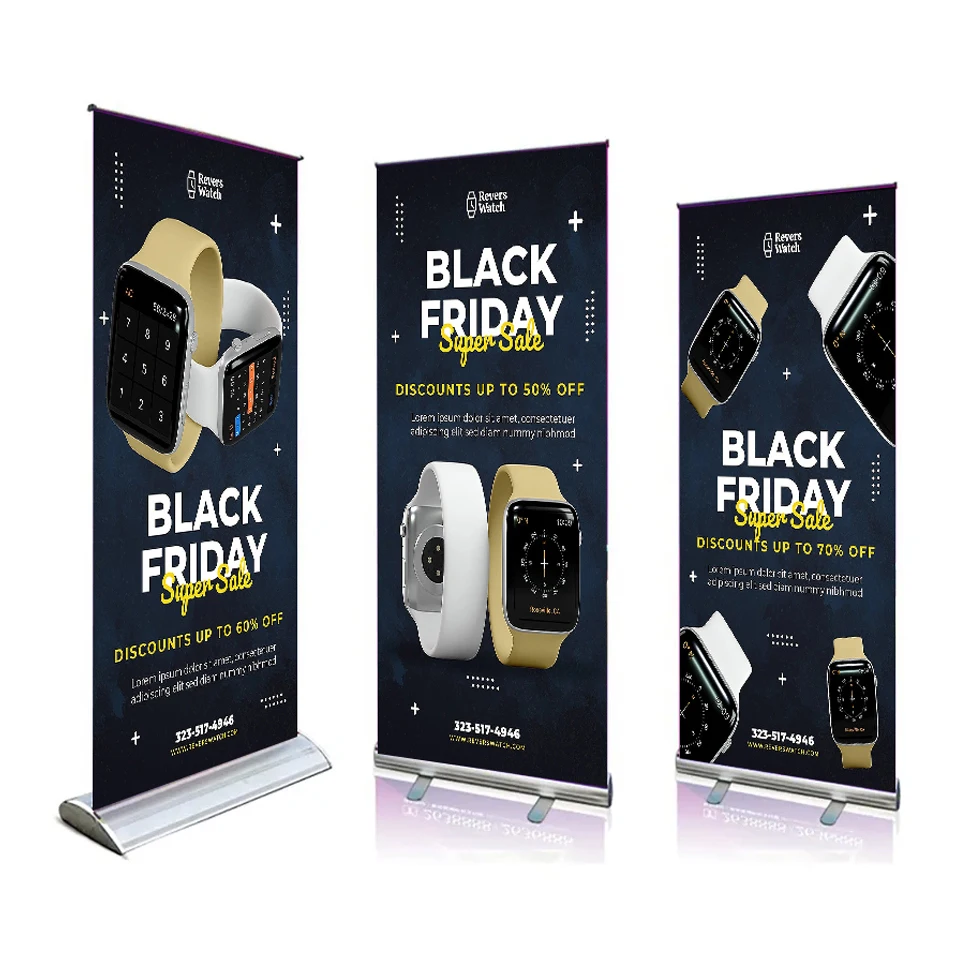 FEAMONT Wholesale Retractable Banners Roll Down Banner Roll Screen Stand Rollup Standee Aluminum