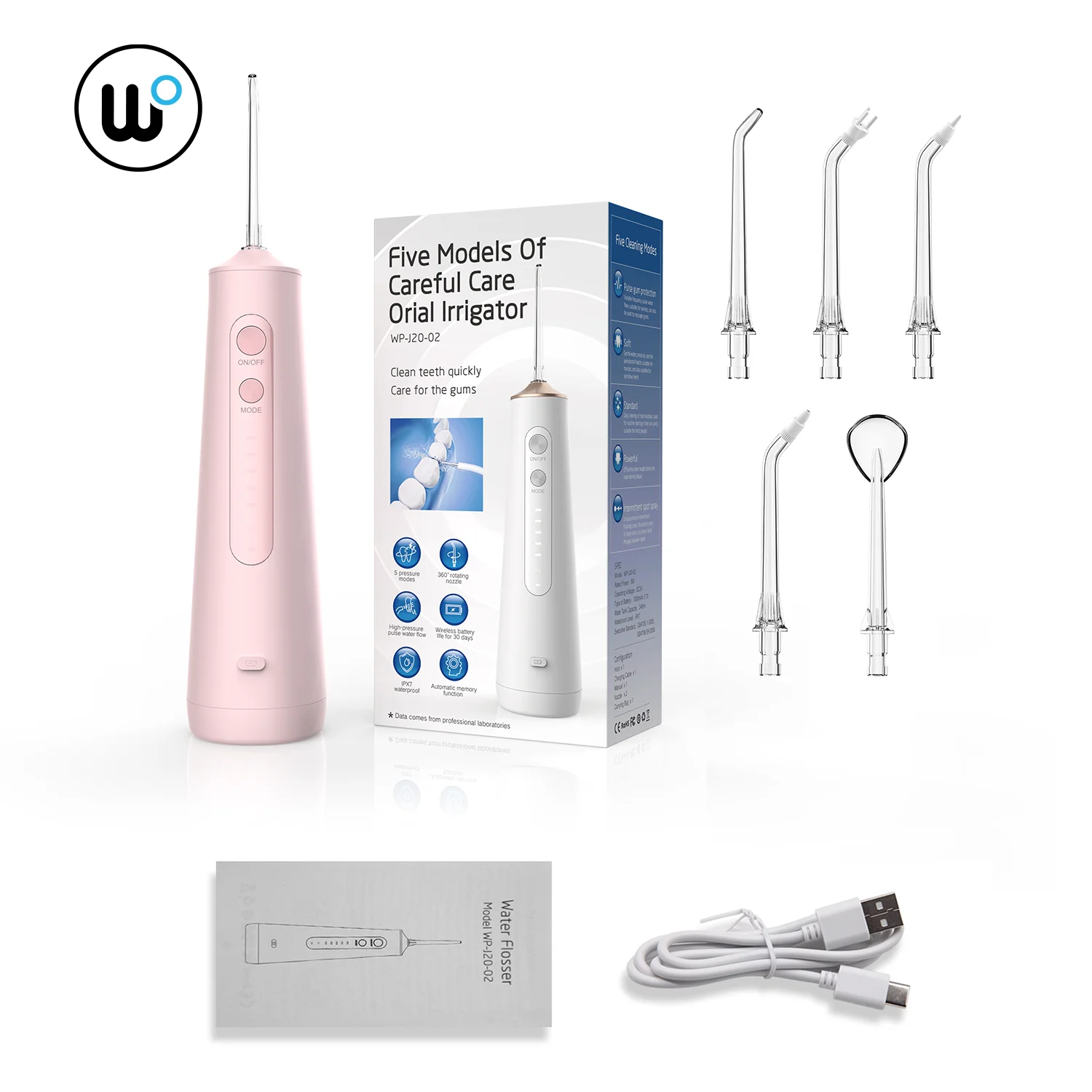 Oral Irrigator USB Portable Dental Water Flosser IPX7 Waterproof Dental Water Jet  Teeth Cleaner+5 Nozzle Teeth Whitening 0ral irrigator