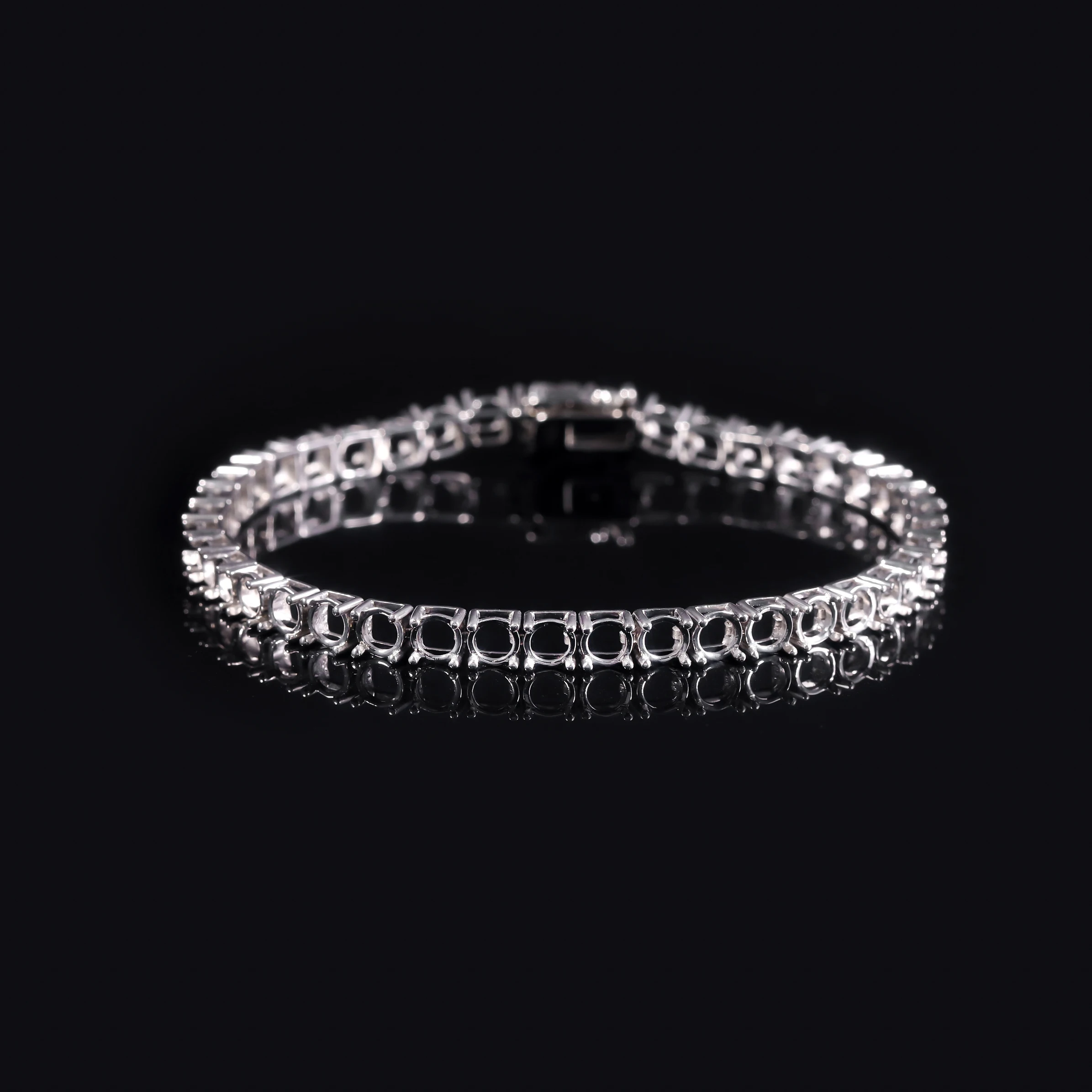 Abiding China Jewelry Factory Price Custom Diamond PT950 Empty Chain Wholesale Solid Gold Platinum Tennis Bracelet Semi Mount