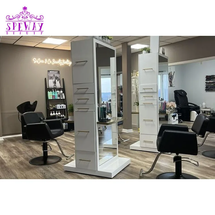 Hot Sale Newest Design Barber Shop Hair Salon Furniture Double Side Full  Body Styling Mirror Station