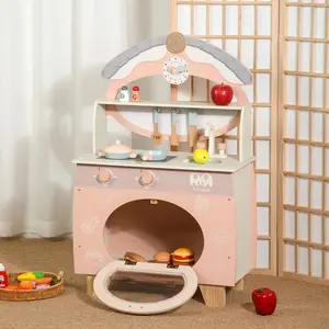New Children's Wooden Toy Simulation Play Home Stove Cooking Utensils Play Kitchen Chef Interactive Stove Toy Pretend Cooking