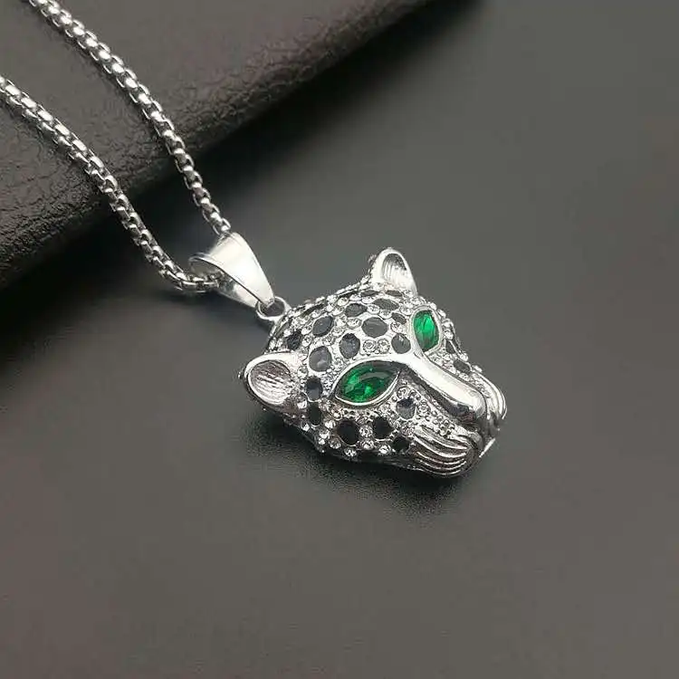 アクセサリー LEOPARD PENDANT 925 Sterling Silver Red CZ Eyes Hollowed Leopard Pendant