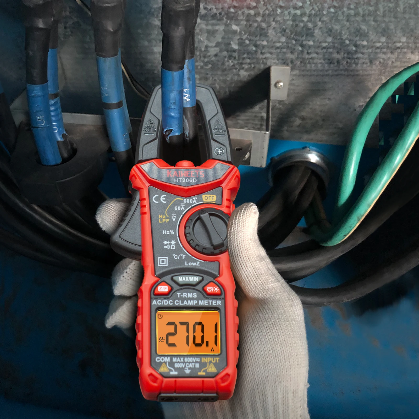 True RMS LCD Backlight Digital Clamp Meters Maximum Display 6000 2500A w/ Frequency & Duty Cycle Temperature Test UNI-T UT222