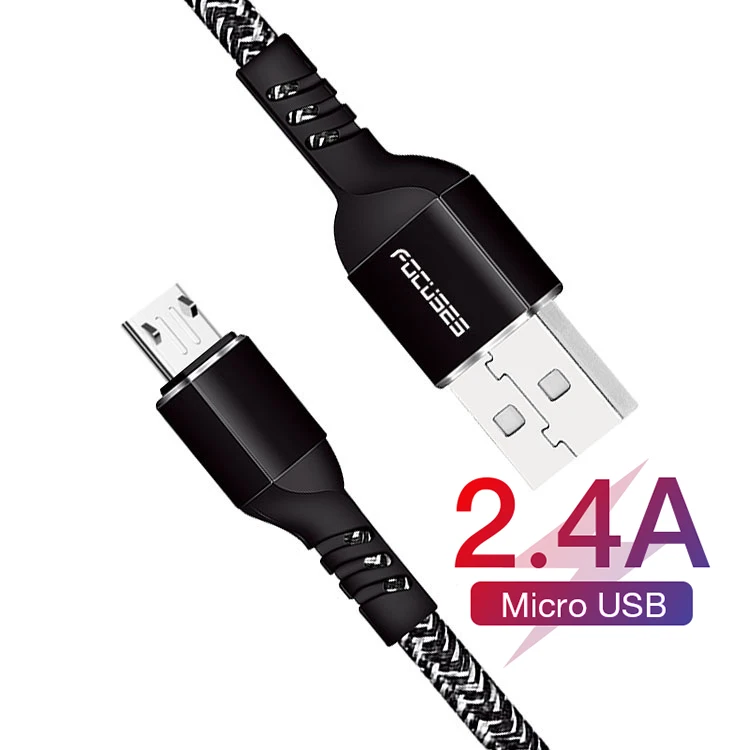 Trenzado Micro USB Cable para sincronización de carga rápida para Teléfono Celular Android Samsung