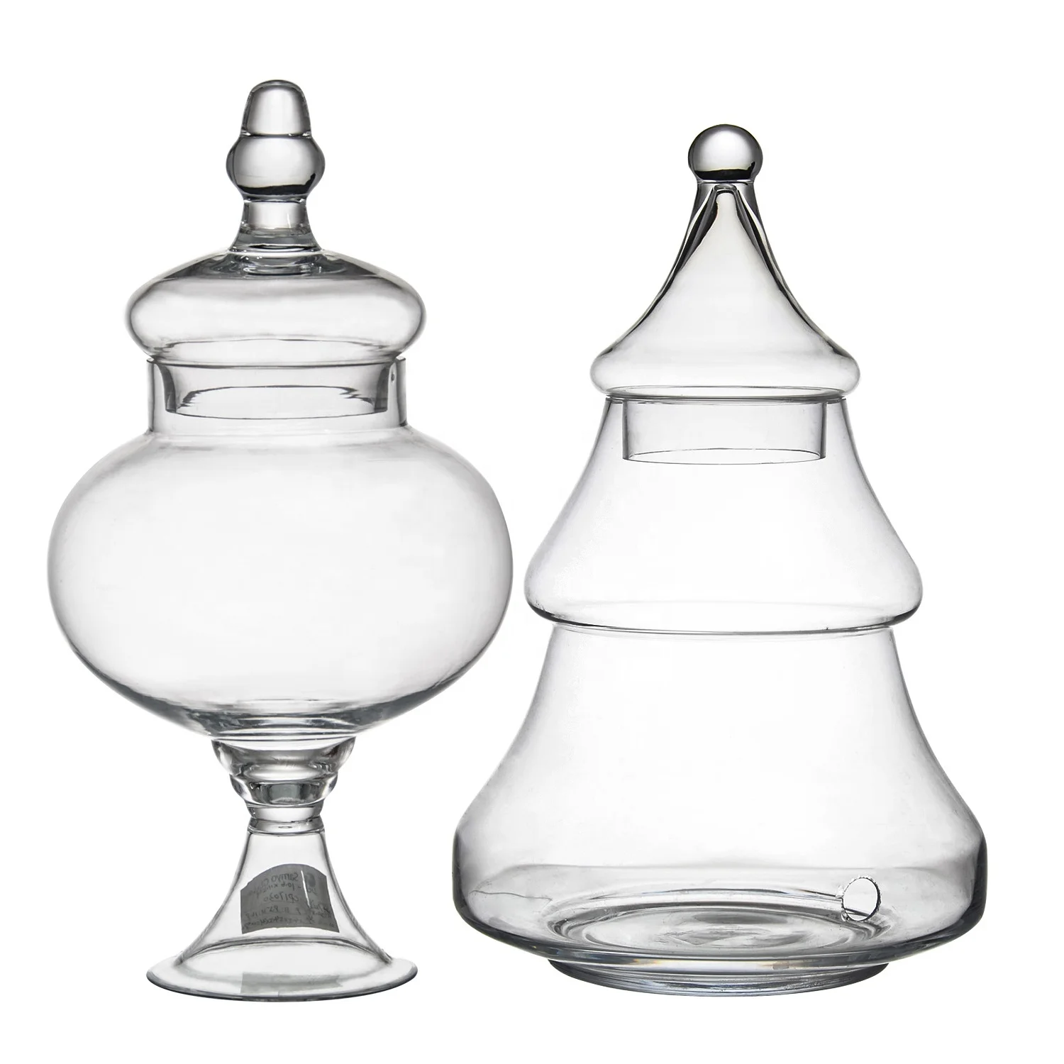 Customize Hand Blown Vintage Large  3 Layer Stackable Kitchen Candy Food Glass Storage Jar