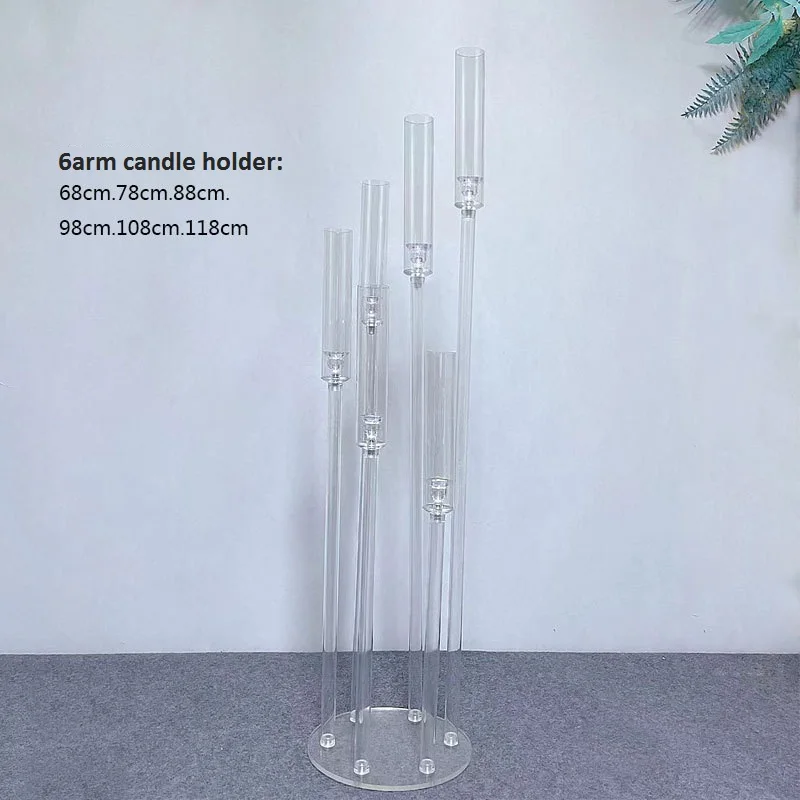 New Style 108cm Tall Clear Acrylic Candle Holders Wedding Centerpiece