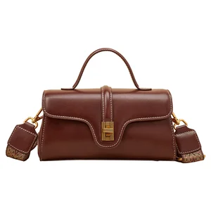 OEM ODM classic retro vegetarian leather ladies shoulder bag metal buckle women's crossbody bag custom logo women's handbag