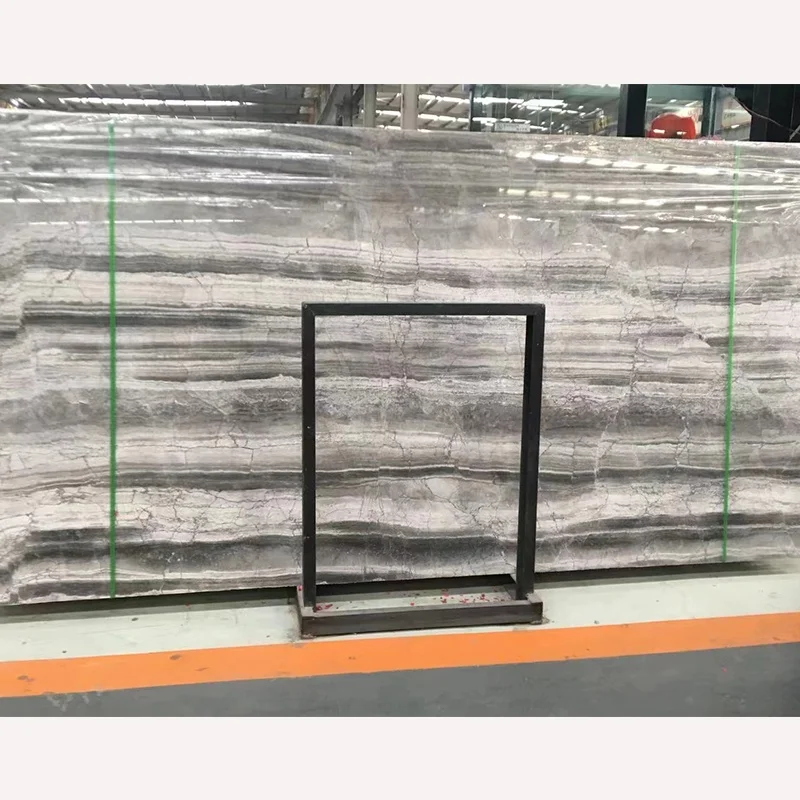 product morden design milky way wood grey marble slab bookmatched for wall grey marble tiles for interior decor-0