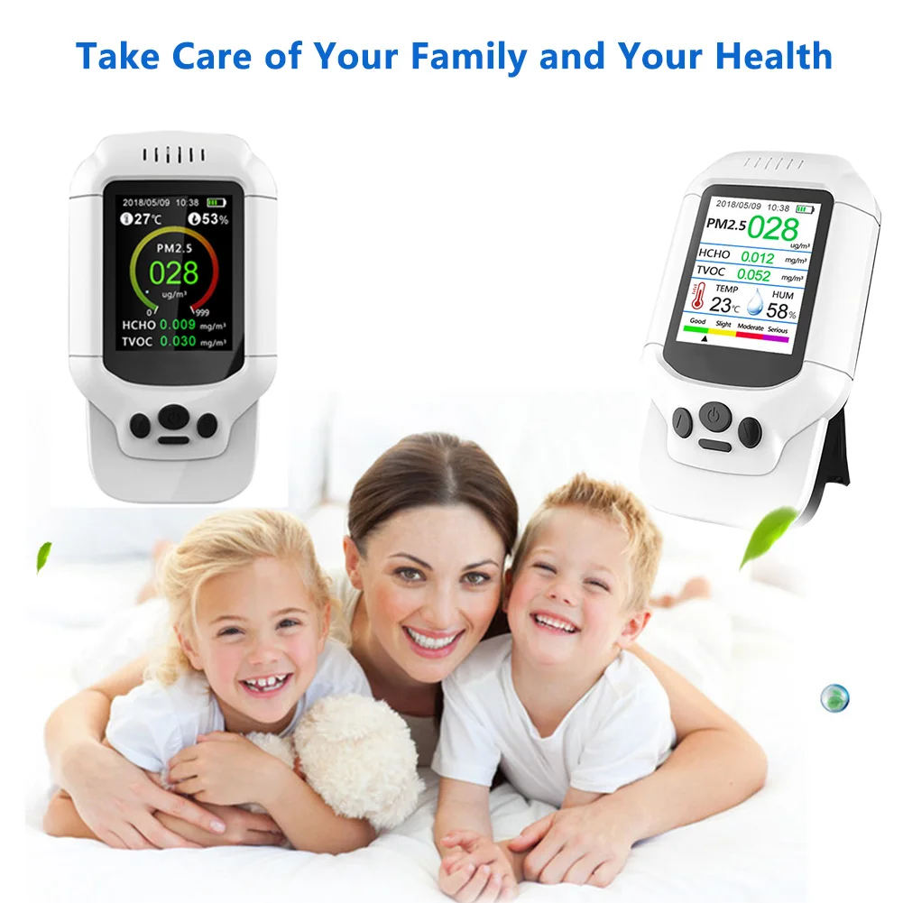 Монитор качества воздуха PM2.5 PM1.0 детектор температуры пыли HCHO TVOC влажность внутренний газовый анализатор