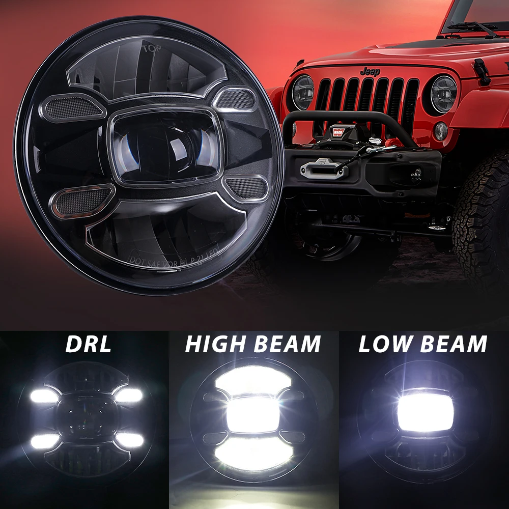 Auto koplamp 7 Inch Led Auto Motorfiets Koplamp DRL H4 Koplamp 7 Koplamp Voor Toyota Voor FJ Voor Cruiser HZJ75 75 78 79 Serie Voor JTX Voor Cruiser FJ60 Autokoplampen(2 stuks