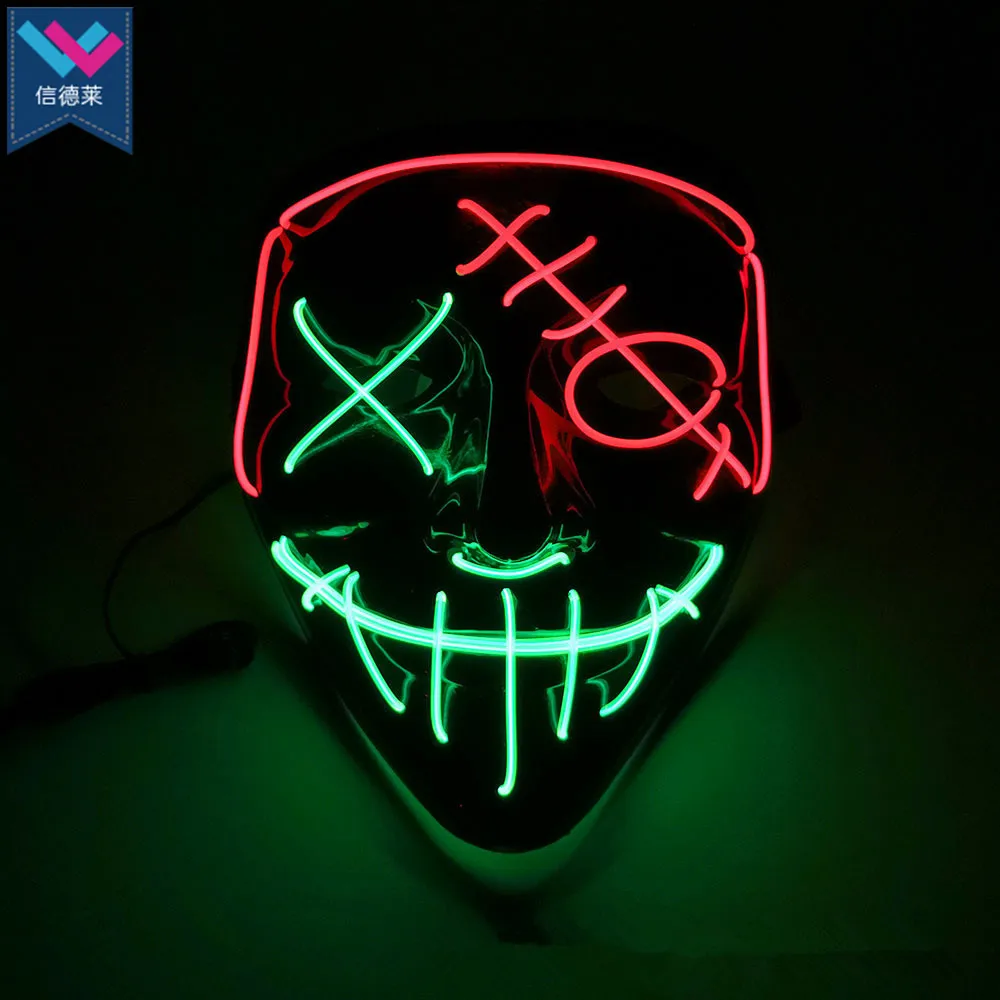 Tworthy New Halloween Led Mask Neon Glowing El Mask Party Led Mask For