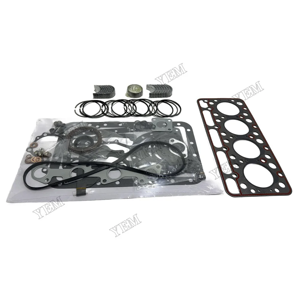 Full Gasket Kit + Piston Rings + Bearing for Kubota V1702 IDI Indirect Injection Engine for Bobcat 442 645 733 743 1600