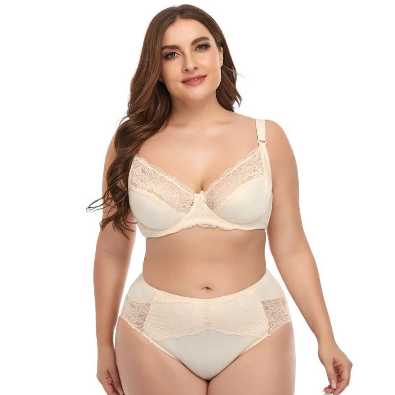 CX617 Ladies Luxury Lace Sexy Lingerie Set XXL Plus Size 4XL Pantie and Bra  with Hook Closure Print Pattern for Larger Sizes