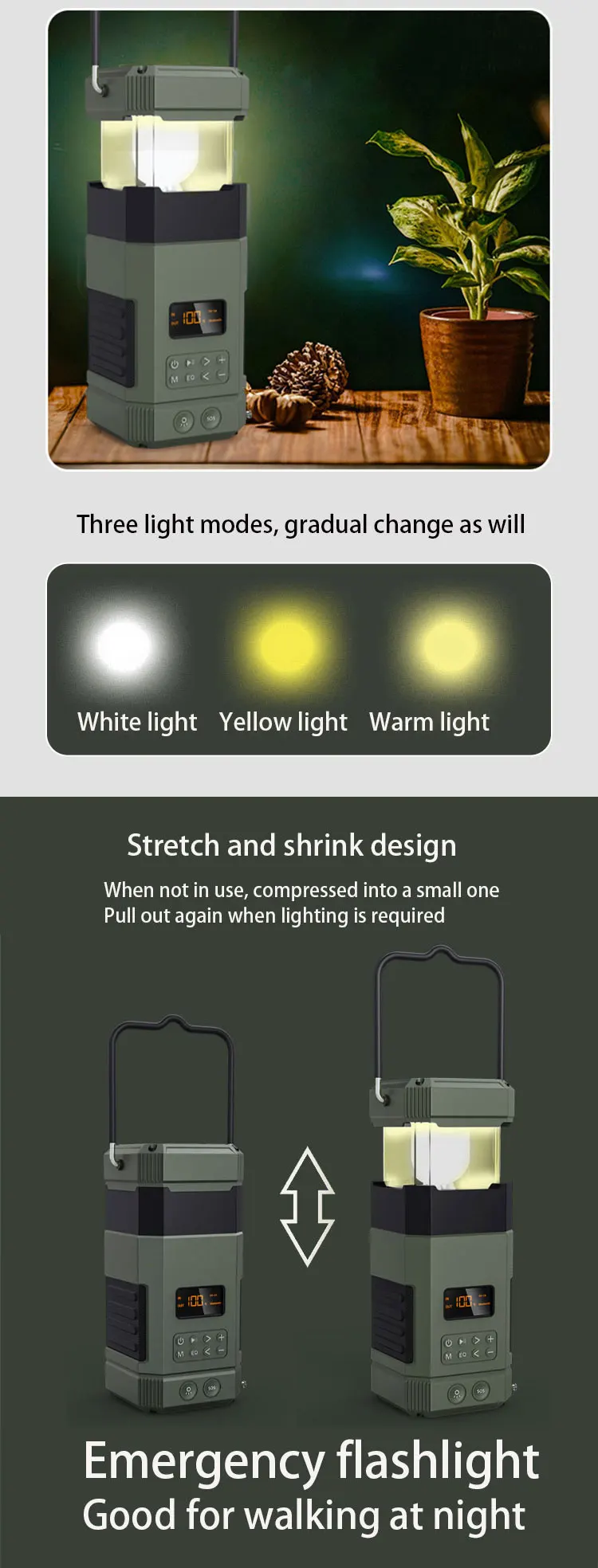 New Design Multi Lantern Speaker Dab Fm Radio Solar Charging Camp Lamp