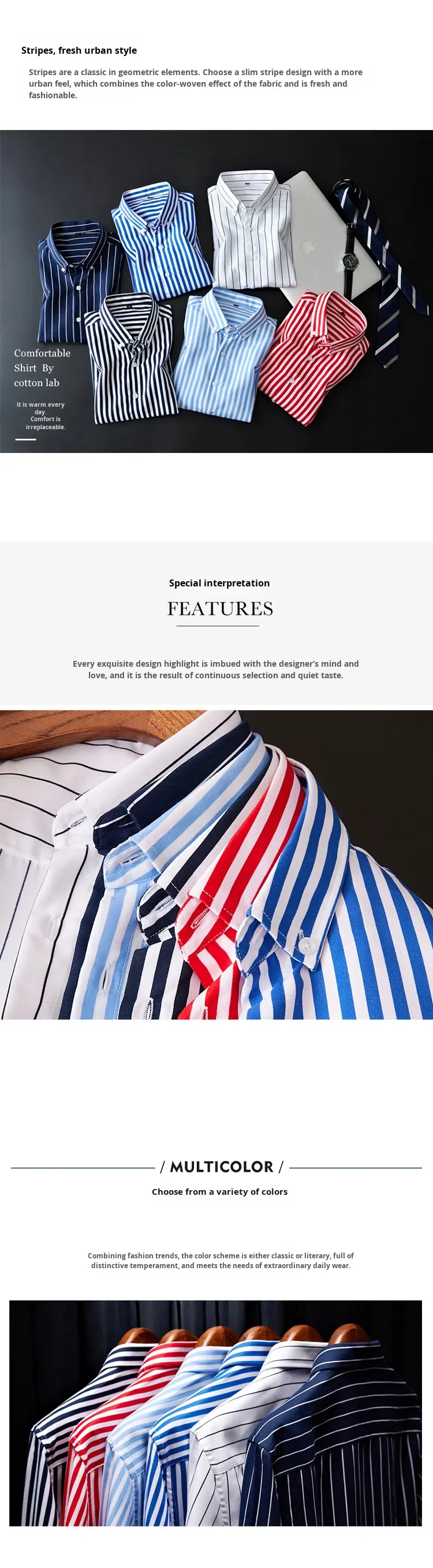 Men's Summer Japan Style Square Collar Striped Long Sleeve Polyester Casual Shirt Machine Washable Youth Fashion manufacture