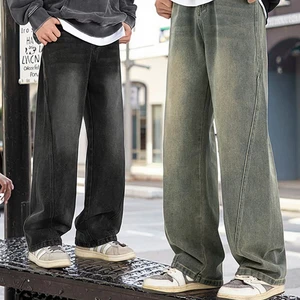 OEM & ODM Trendy Brand Men's Casual for Autumn Winter Distressed Washed Customized R&D Straight Mid