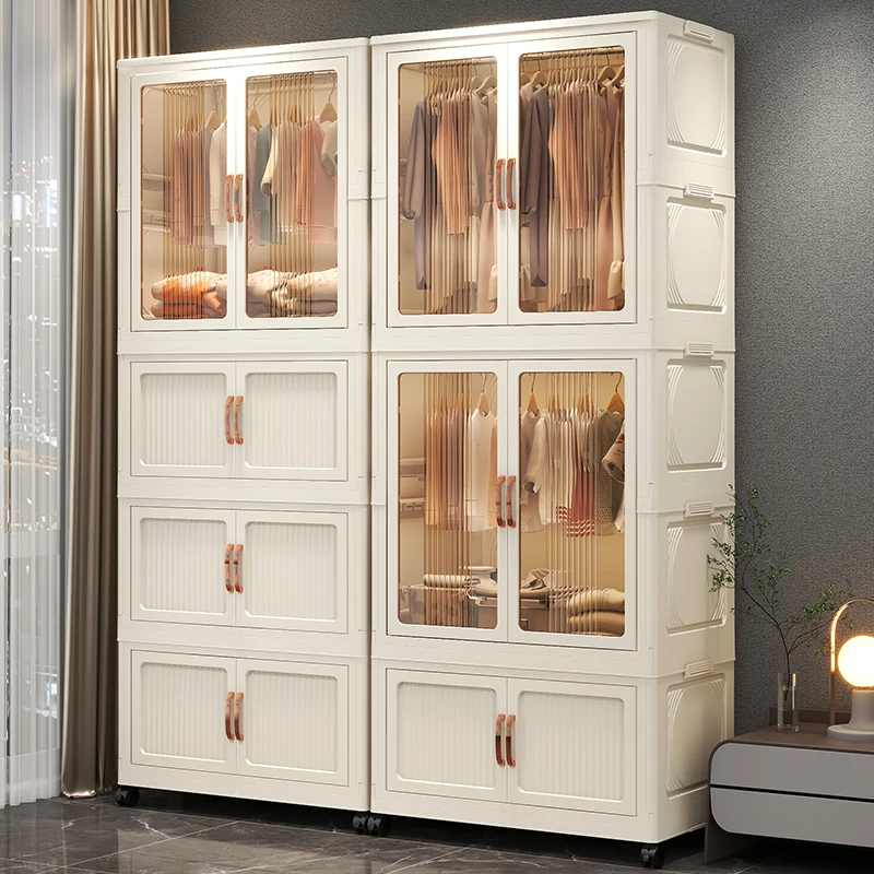 Haogle Large Volume Plastic Multifunction Foldable Storage Wardrobe for Clothes Baby Toy Kids' Living Room Children Cabinets