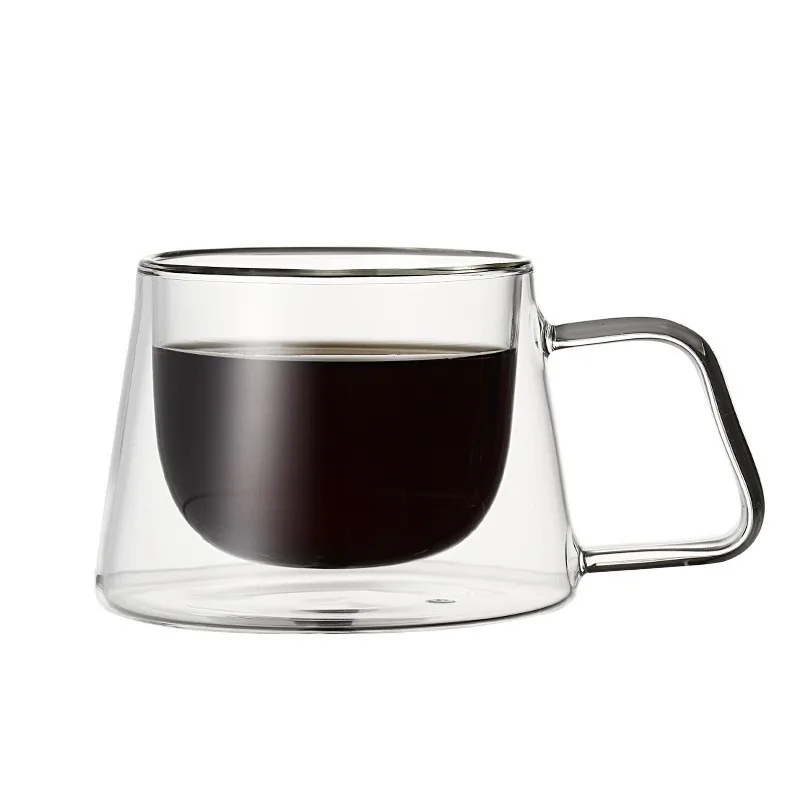 8oz Minimalist Transparent Espresso Coffee Cup Set High Borosilicate Heat-Resistant Double Glass Tea Cup Packaged in Carton