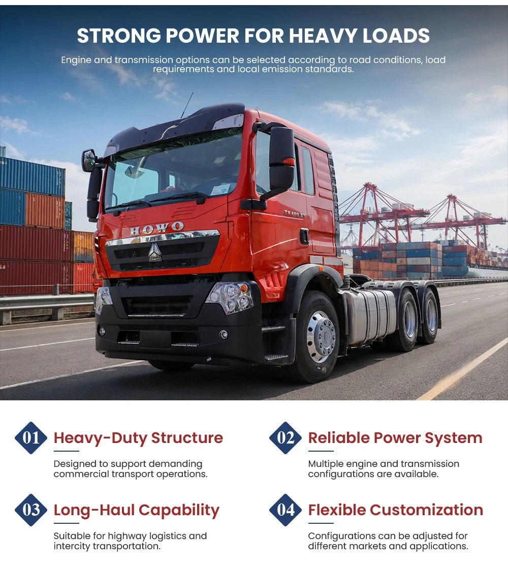 HOWO TX 6*4牵引车 371马力 潍柴发动机 16T后桥 欧三 左舵重型半挂牵引车 适用于非洲市场