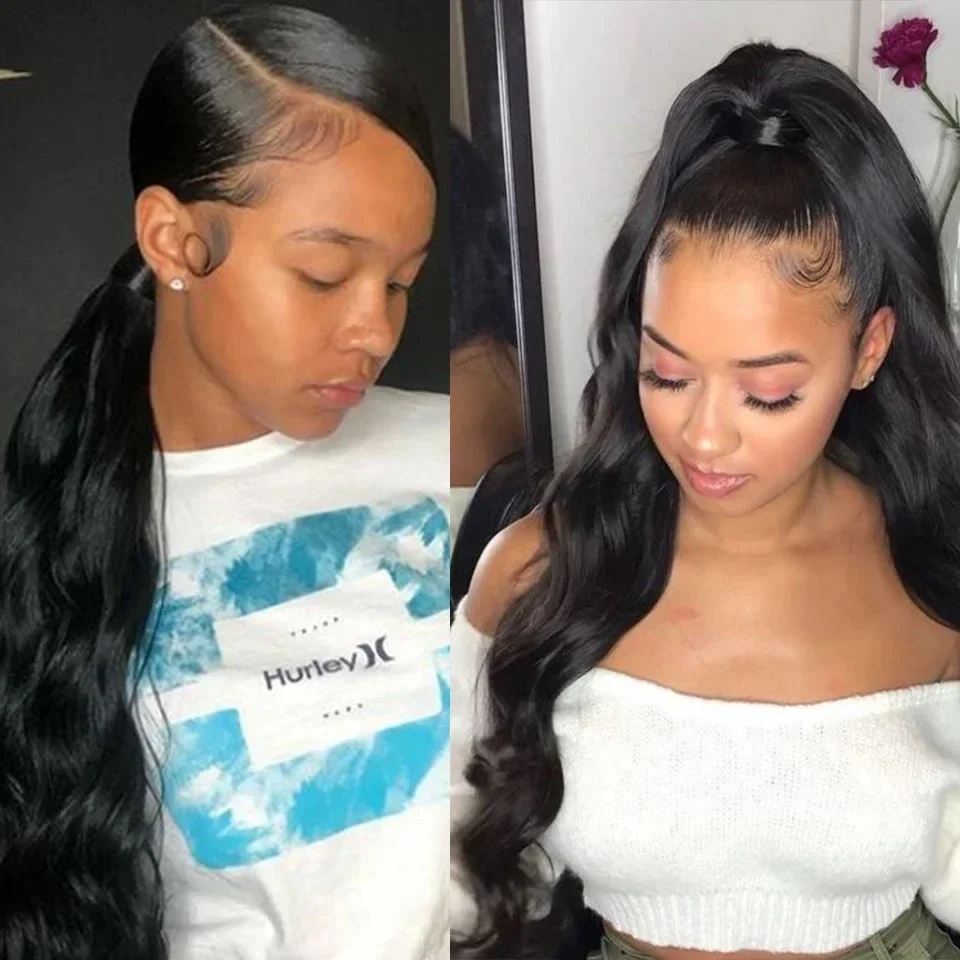 Körperwelle Pferdeschwanz Echthaar Extensions Natürliche Farbe Kordelzug Clip In Haar Brasilianische Remy Frauen_voghion.com
