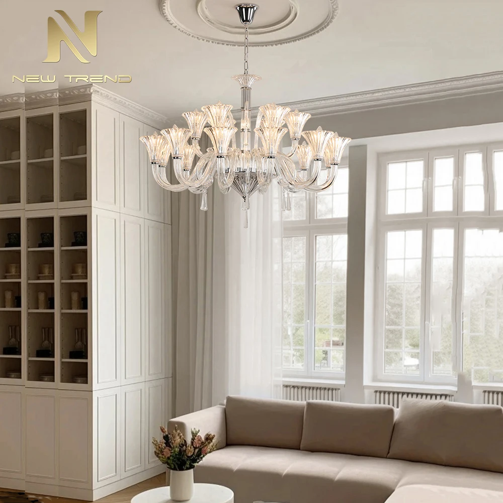 CPL-462 Wholesale Luxury French Murano Glass Chandelier – Large Wedding Venue & Banquet Hall Lighting